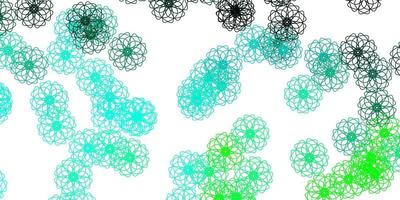 Light Green vector doodle pattern with flowers.