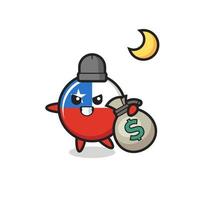 ilustración de la insignia de la bandera de chile dibujos animados se roba el dinero vector