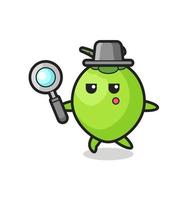coconut cartoon character searching with a magnifying glass vector