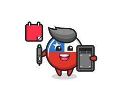 Illustration of chile flag badge mascot as a graphic designer vector