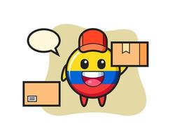 Ilustración de mascota de la insignia de la bandera de Colombia como mensajero vector