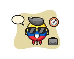 Cartoon mascot of colombia flag badge as a businessman vector