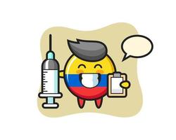 Ilustración de mascota de la insignia de la bandera de Colombia como médico vector