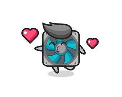computer fan character cartoon with kissing gesture vector