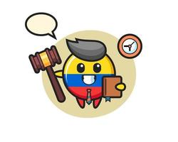 Mascot cartoon of colombia flag badge as a judge vector