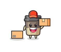 Mascot Illustration of coffee cup as a courier vector