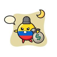 ilustración de la insignia de la bandera de colombia dibujos animados se roba el dinero vector