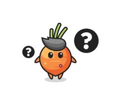 Cartoon Illustration of carrot with the question mark vector