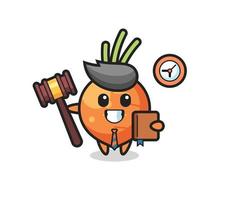 caricatura de mascota de zanahoria como juez vector