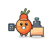 Illustration of carrot character as a cashier vector