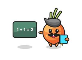 Illustration of carrot character as a teacher vector