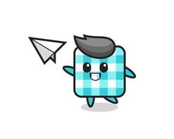 checkered tablecloth cartoon character throwing paper airplane vector