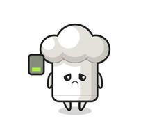 chef hat mascot character doing a tired gesture vector