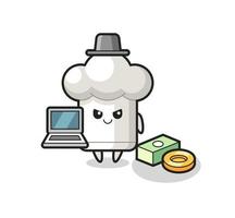 Mascot Illustration of chef hat as a hacker vector