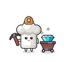 Character Illustration of chef hat as a miner vector