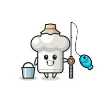 Mascot character of chef hat as a fisherman vector
