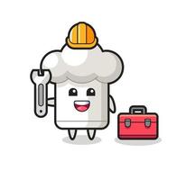 Mascot cartoon of chef hat as a mechanic vector