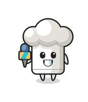 Character mascot of chef hat as a news reporter vector