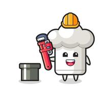 ilustración de personaje de gorro de cocinero como plomero vector