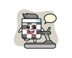 chess board cartoon character walking on the treadmill vector