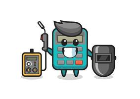 Character mascot of calculator as a welder vector