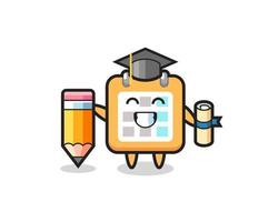 calendar illustration cartoon is graduation with a giant pencil vector