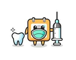 Personaje de mascota del calendario como dentista. vector