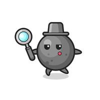 cannon ball cartoon character searching with a magnifying glass vector