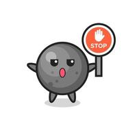 cannon ball character illustration holding a stop sign vector