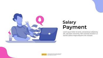 salary payment and payroll illustration concept landing page template vector