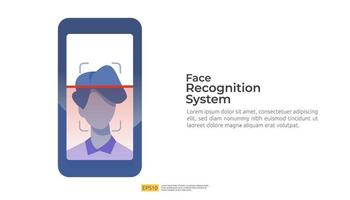 Face recognition. facial biometric data identification security system vector