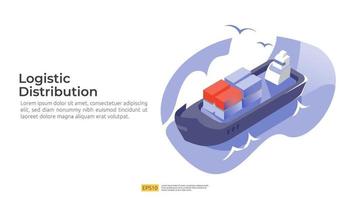 logistic distribution cargo service concept. global delivery worldwide vector