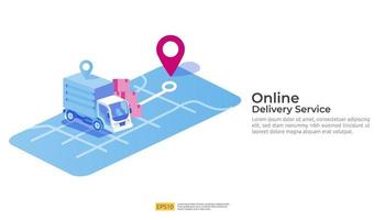 Online delivery service transportation illustration. order tracking vector