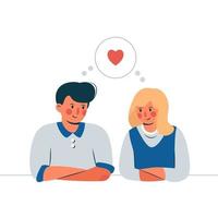 Young couple looking at each other, Lovely couple in love vector