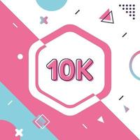 10K followers with memphis element vector