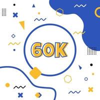 60K followers with memphis element vector