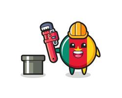 Character Illustration of cameroon flag badge as a plumber vector