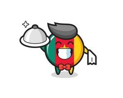 Character mascot of cameroon flag badge as a waiters vector