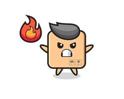 cardboard box character cartoon with angry gesture vector