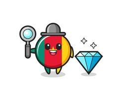 Illustration of cameroon flag badge character with a diamond vector