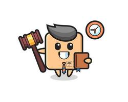 Mascot cartoon of cardboard box as a judge vector