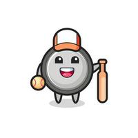 Cartoon character of button cell as a baseball player vector