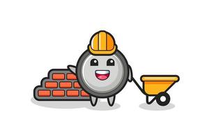 Cartoon character of button cell as a builder vector