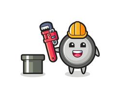 Character Illustration of button cell as a plumber vector