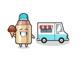 mascota, caricatura, de, bala, con, helado, camión vector