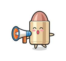 bullet character illustration holding a megaphone vector