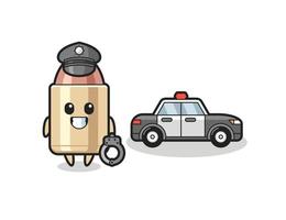 mascota de dibujos animados de bala como policía vector