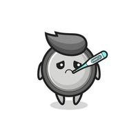 button cell mascot character with fever condition vector