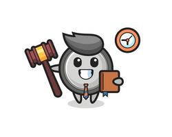 Mascot cartoon of button cell as a judge vector