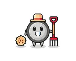 Mascot character of button cell as a farmer vector